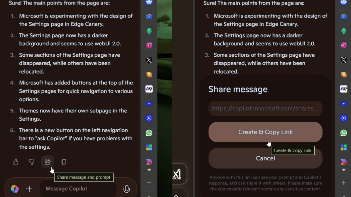 Microsoft Edge Copilot now lets you share AI chats easily
