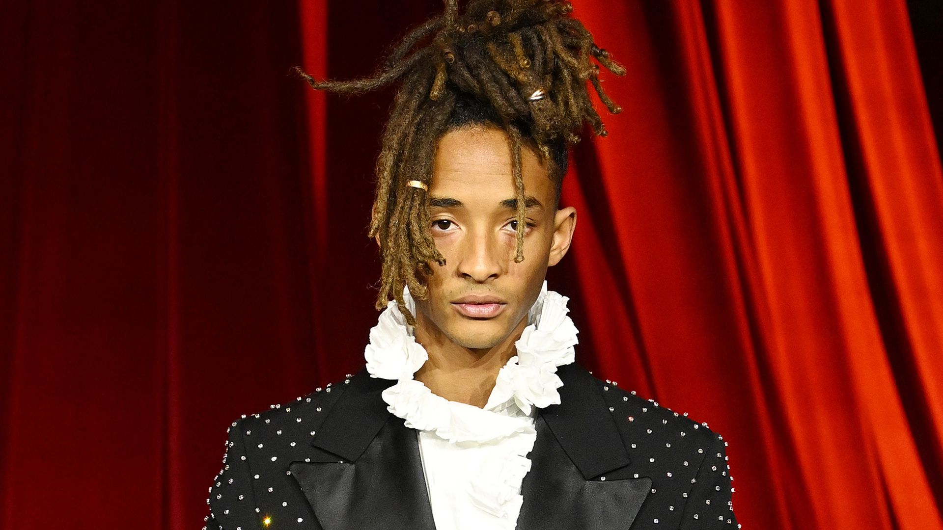 Jaden Smith turns heads in another gigantic hat and leather jacket while in Paris