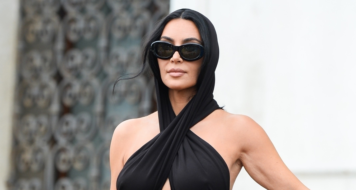 Kim Kardashian Wears Hooded Dress as She Arrives in Town for Venice Film Festival 2025