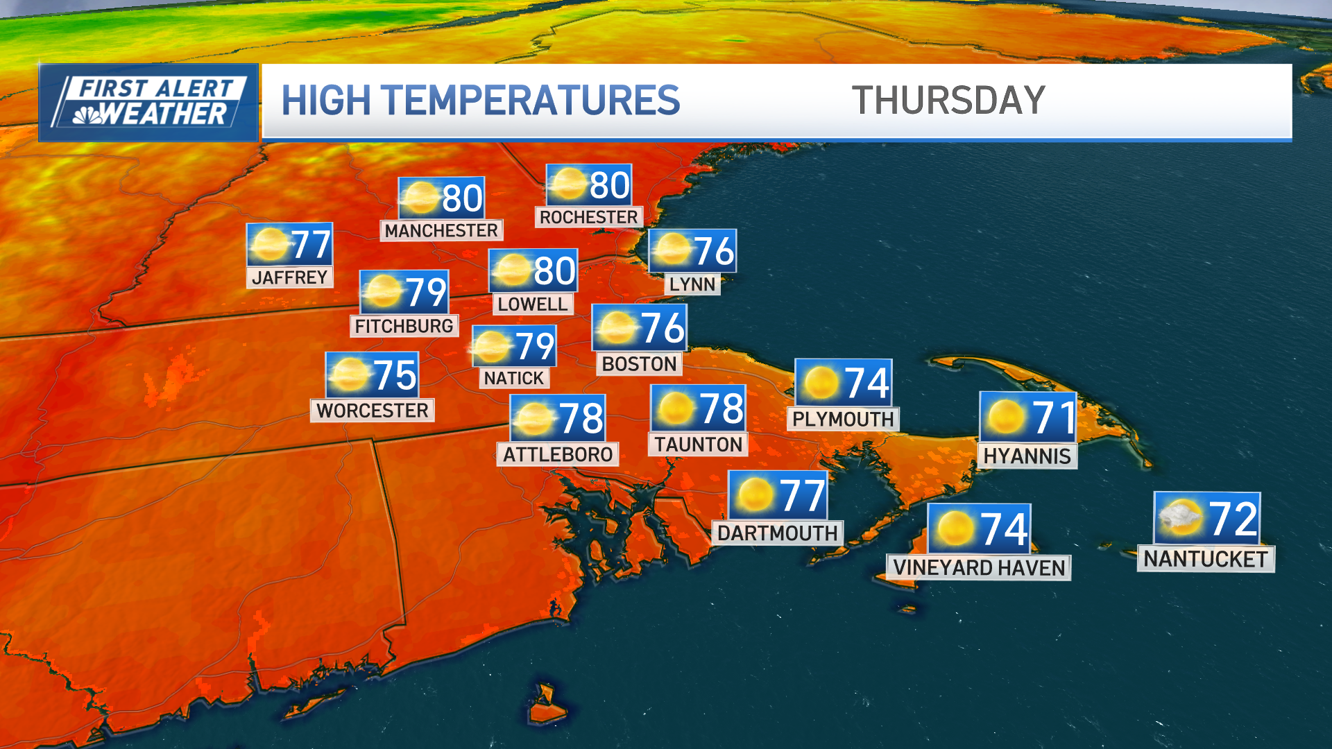 High temps could reach 80 degrees in some spots today