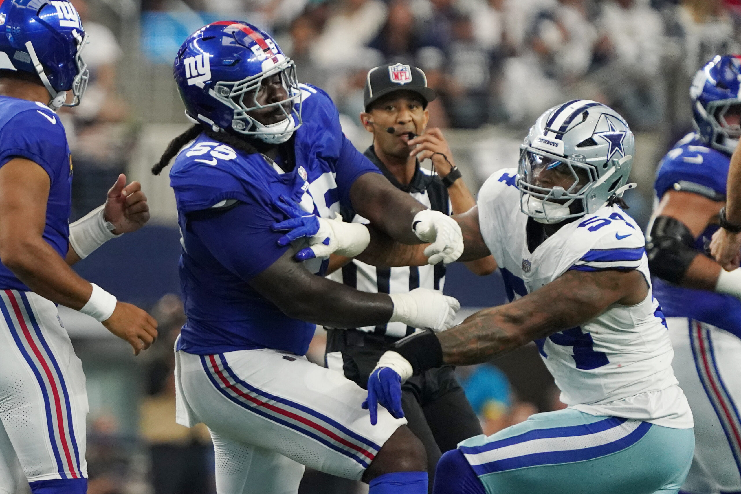 Giants bench tackle James Hudson after committing four brutal penalties on opening drive